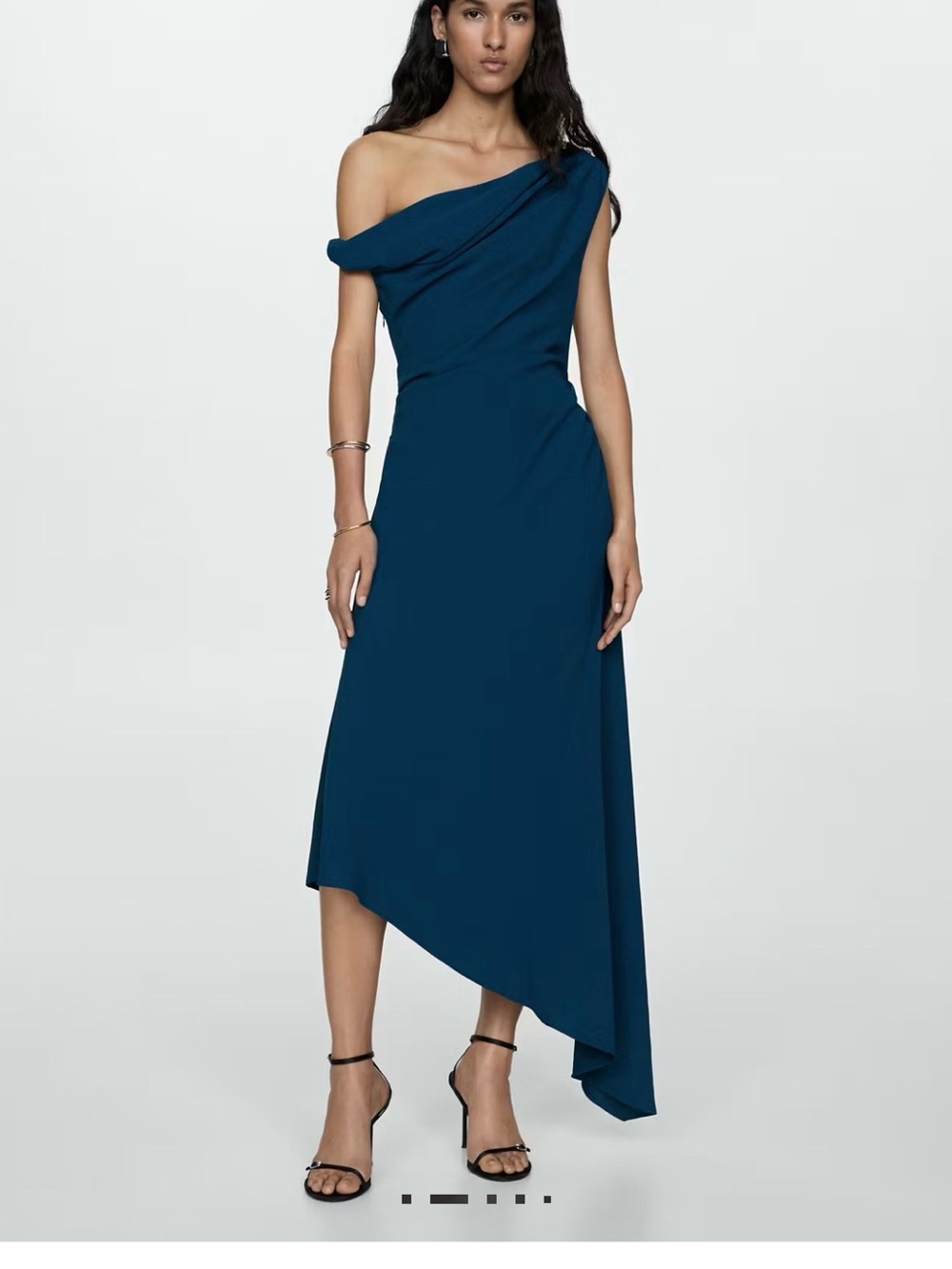 Mango One-Shoulder Teal Dress